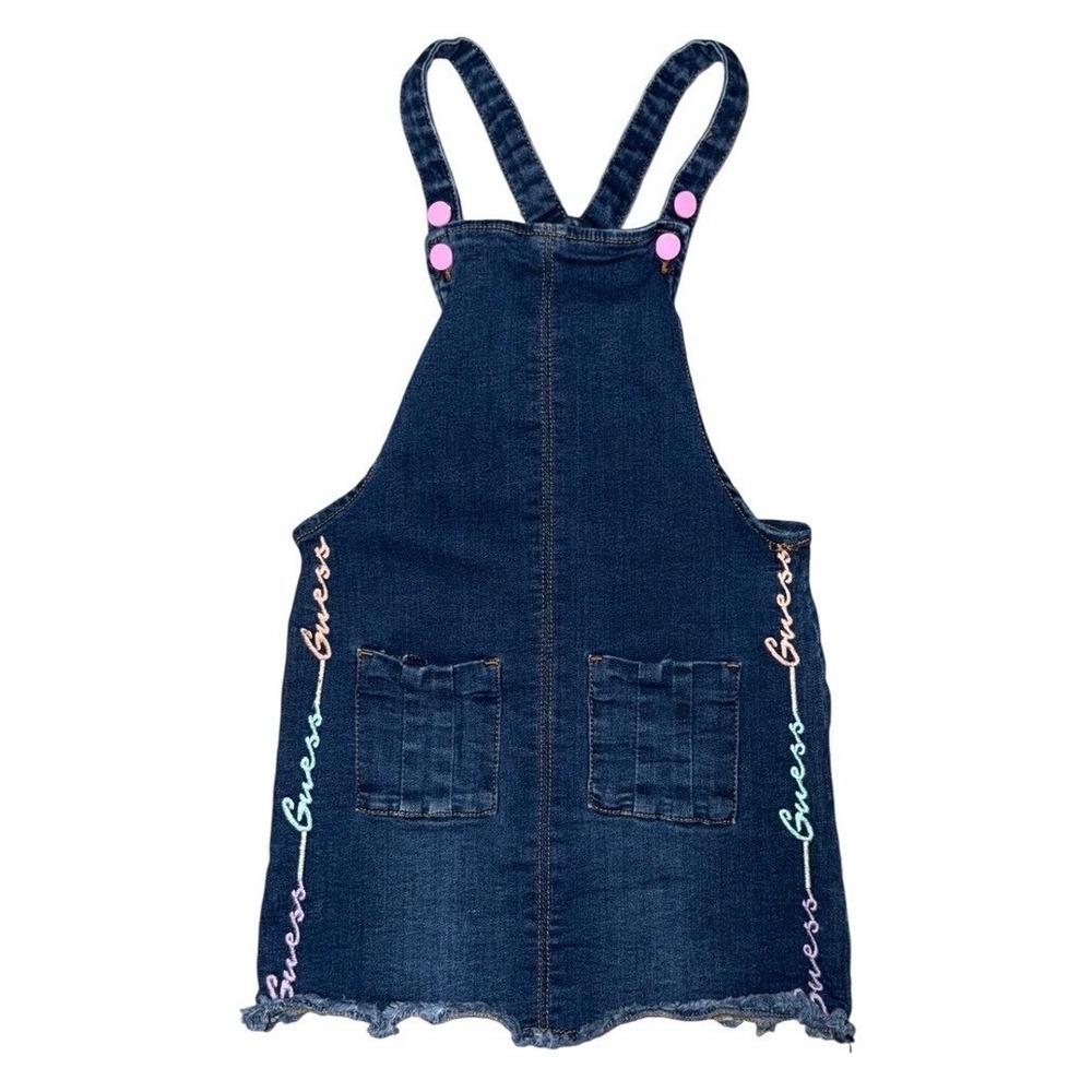 Kids Guess Denim‎ Overalls Dress Frayed Hem Size 6 Kidcore Boho Countrycore